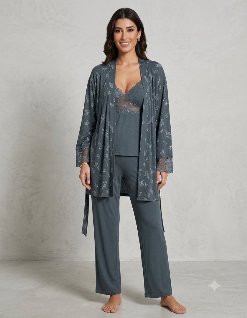 Women's 3-Piece Pajama Set with Robe