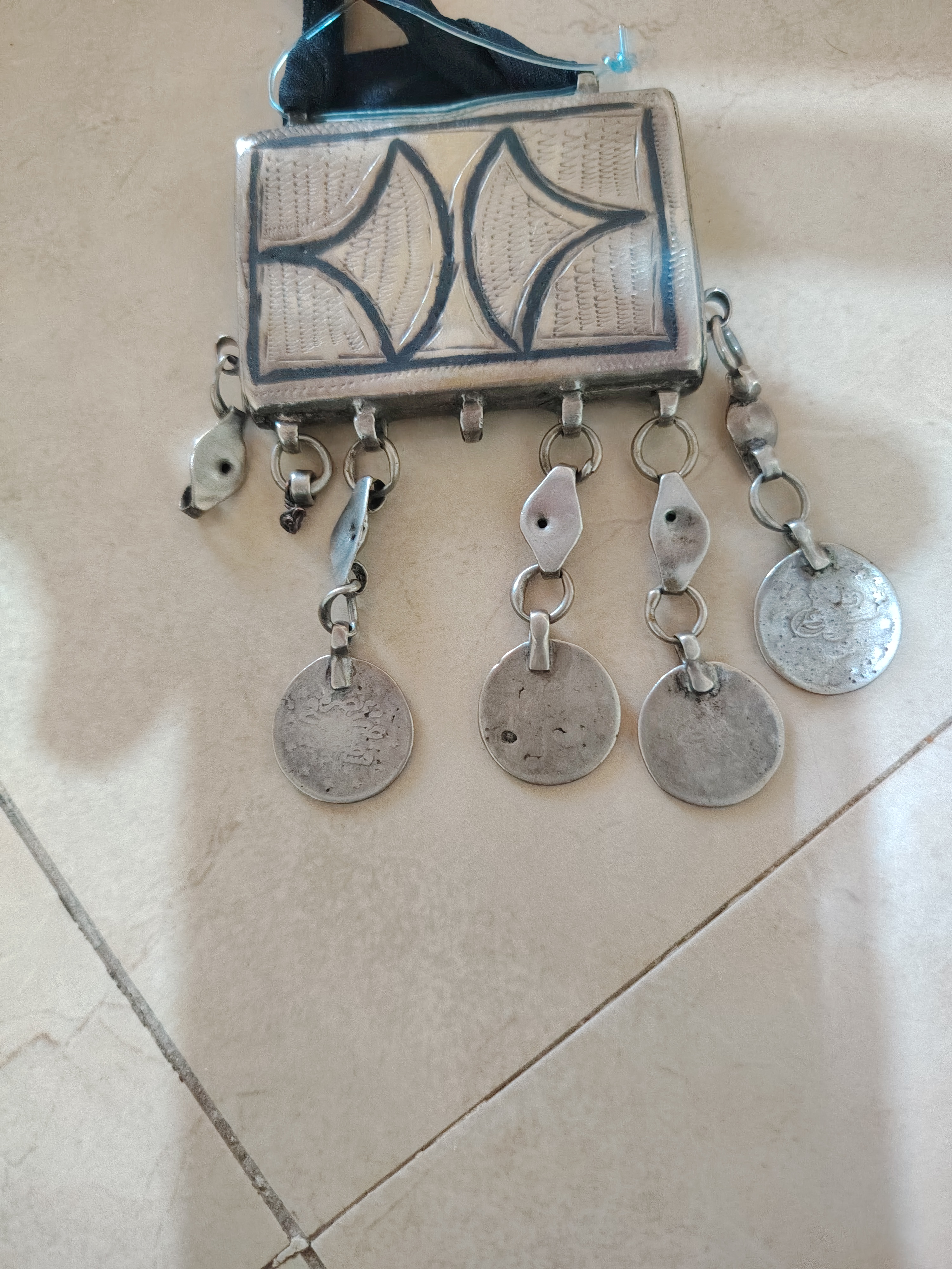 Antique Silver Pendant with Coins 3