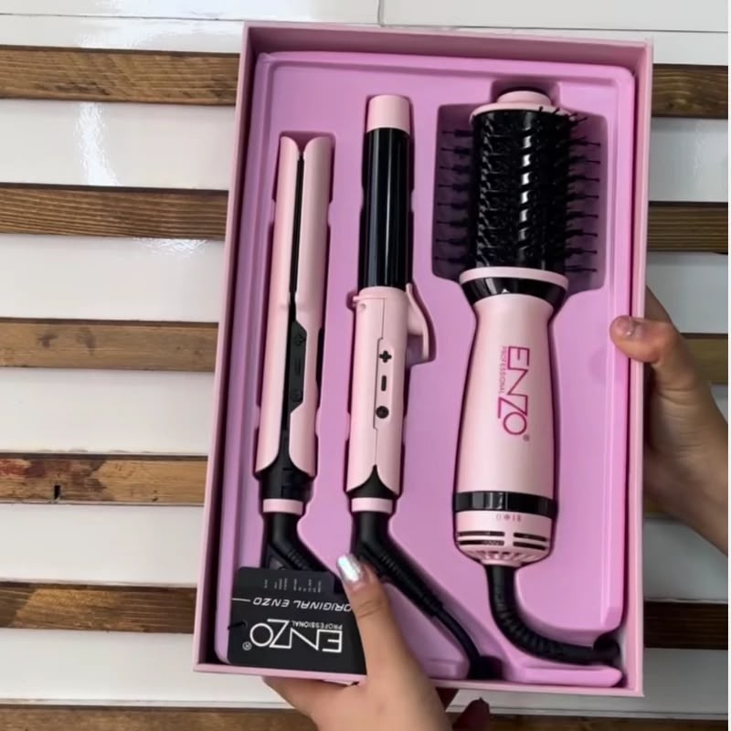 مجموعة أدوات تصفيف الشعر للسفر 3 قطع من ENZO Professional 2