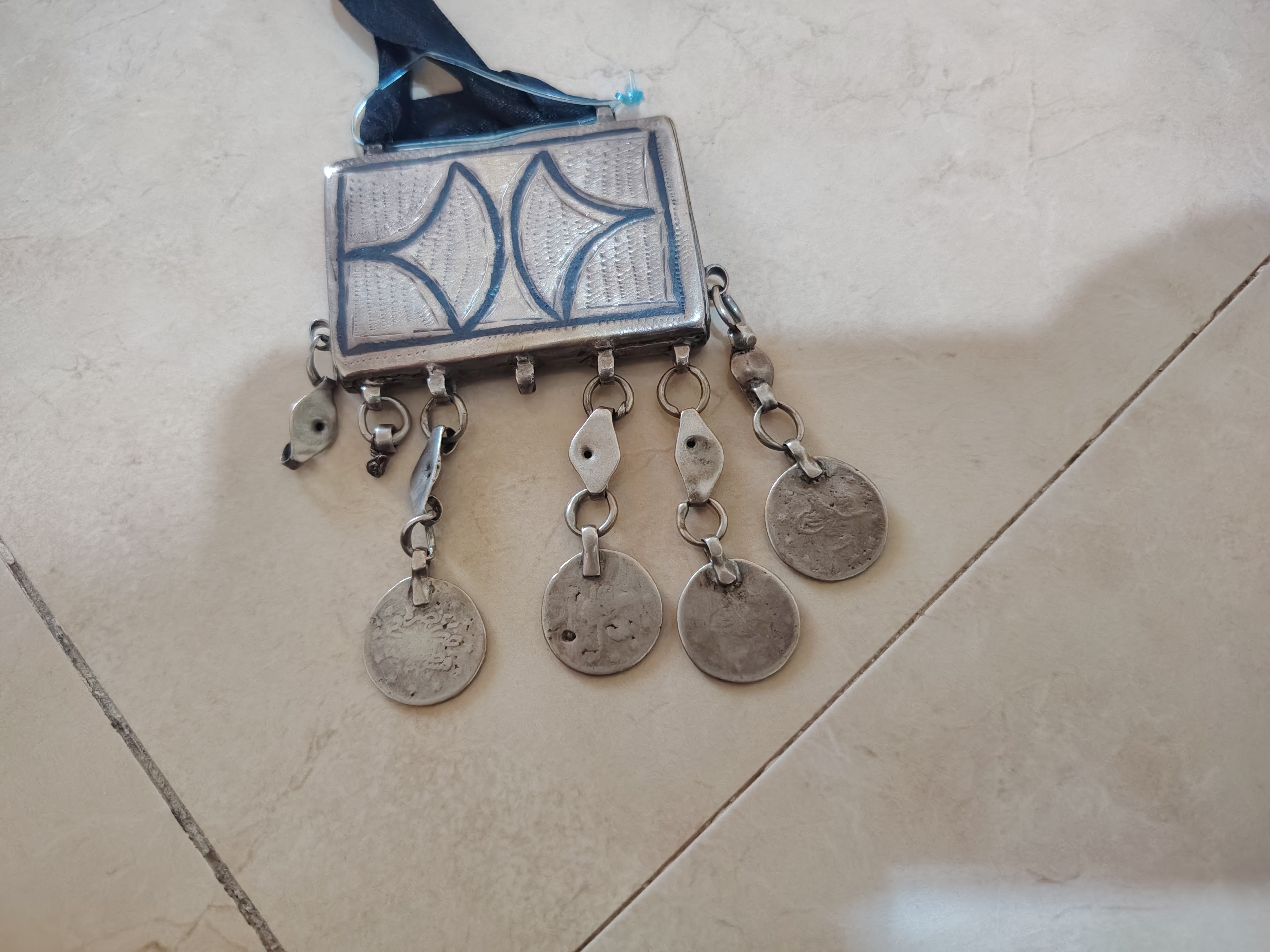 Antique Silver Pendant with Coins