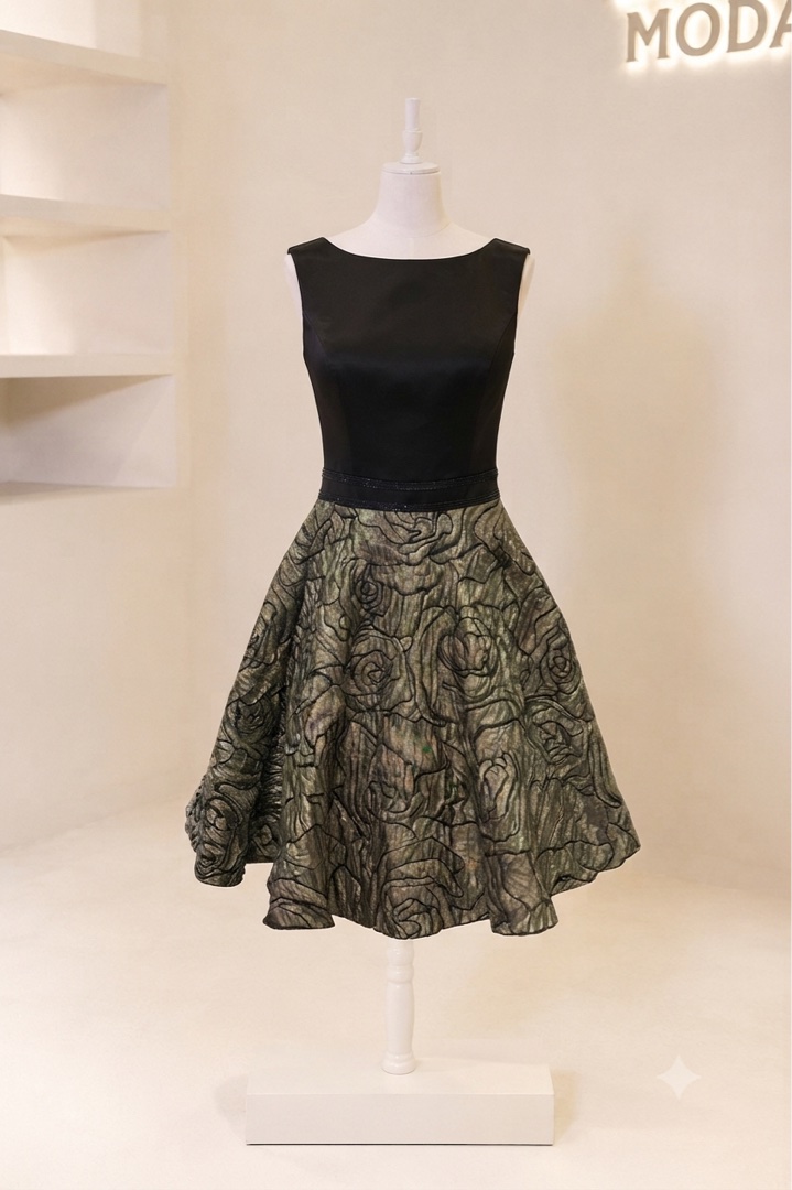 Elegant Black and Gold Floral Dress