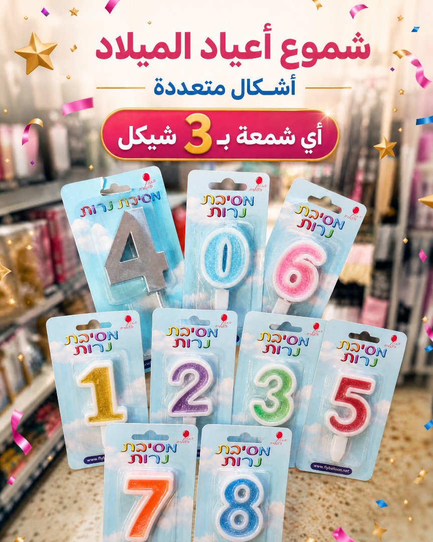 شموع أعياد الميلاد وملاعق بلاستيكية