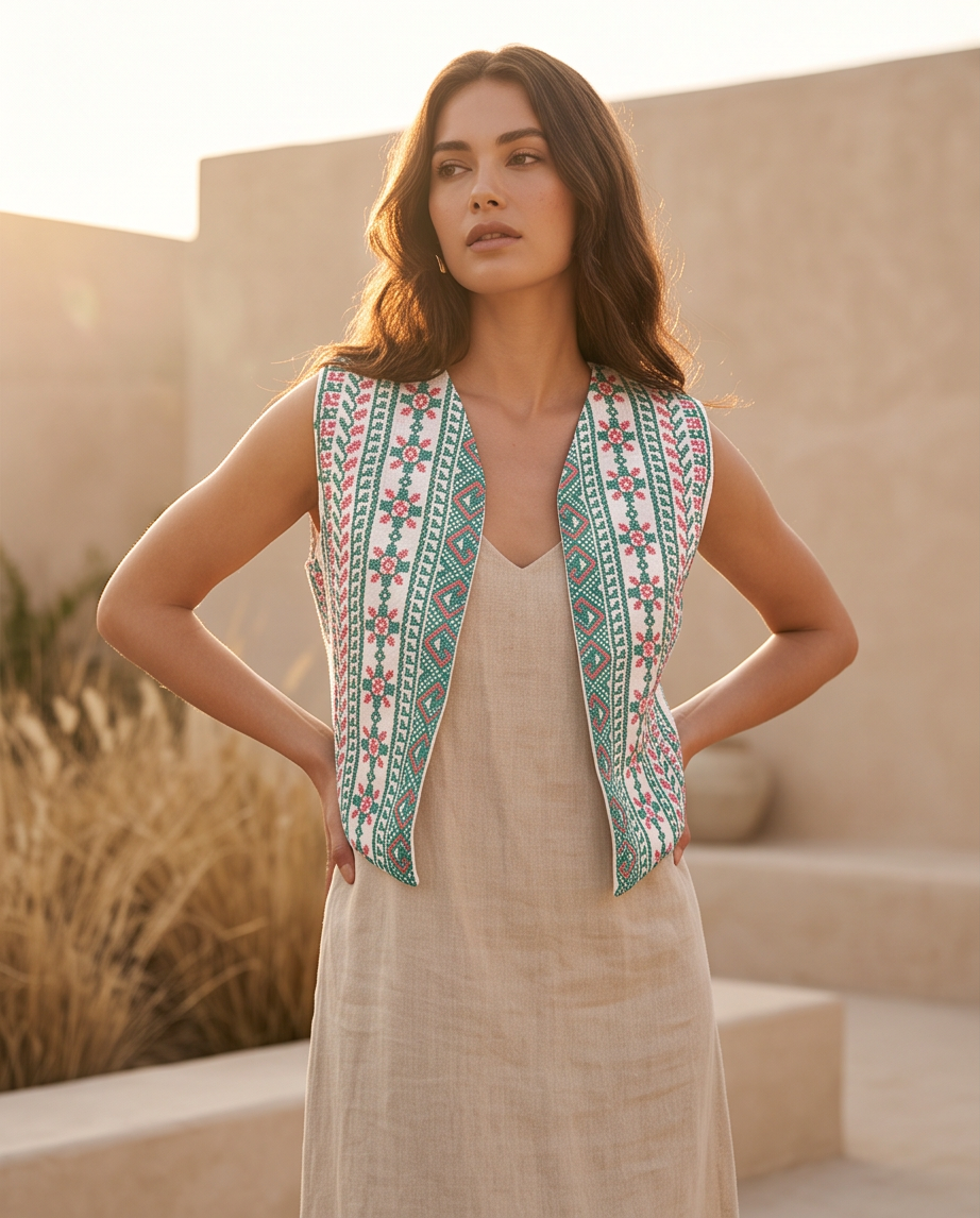 Embroidered Sleeveless Vest 4