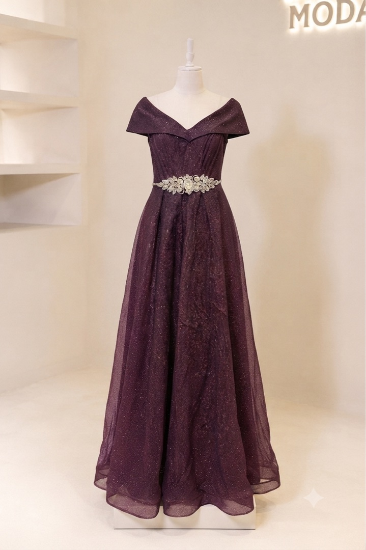 Elegant Off-Shoulder Sequin Evening Dress