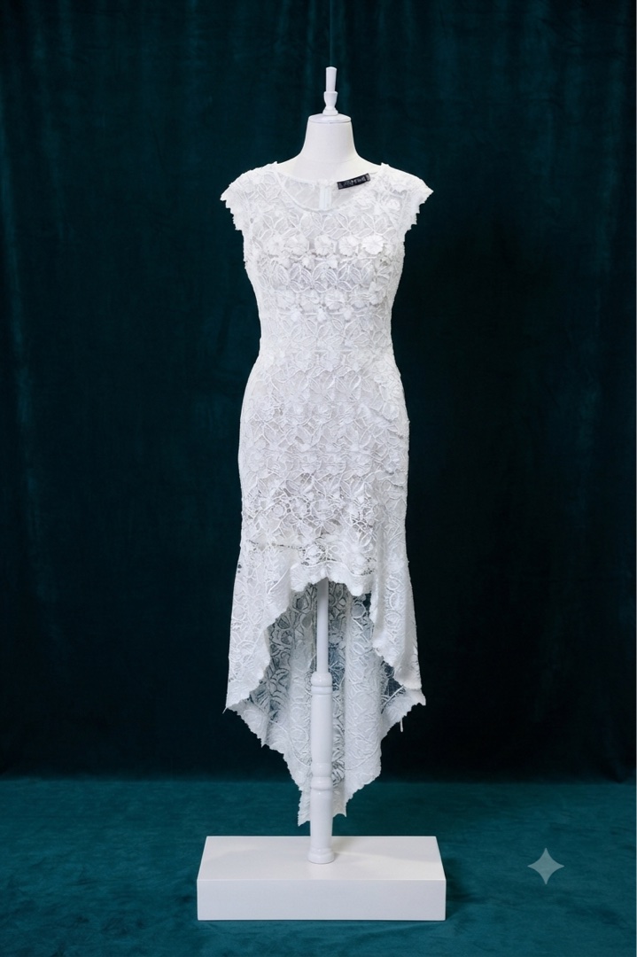 White Lace High-Low Dress