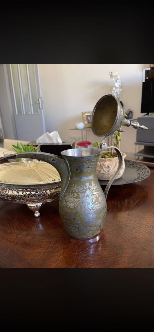 Vintage Etched Metal Pitcher