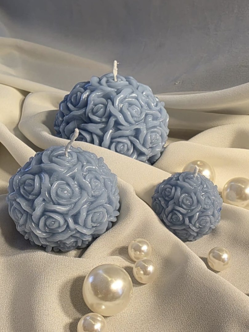 Blue Rose Scented Candles with Pearls 2