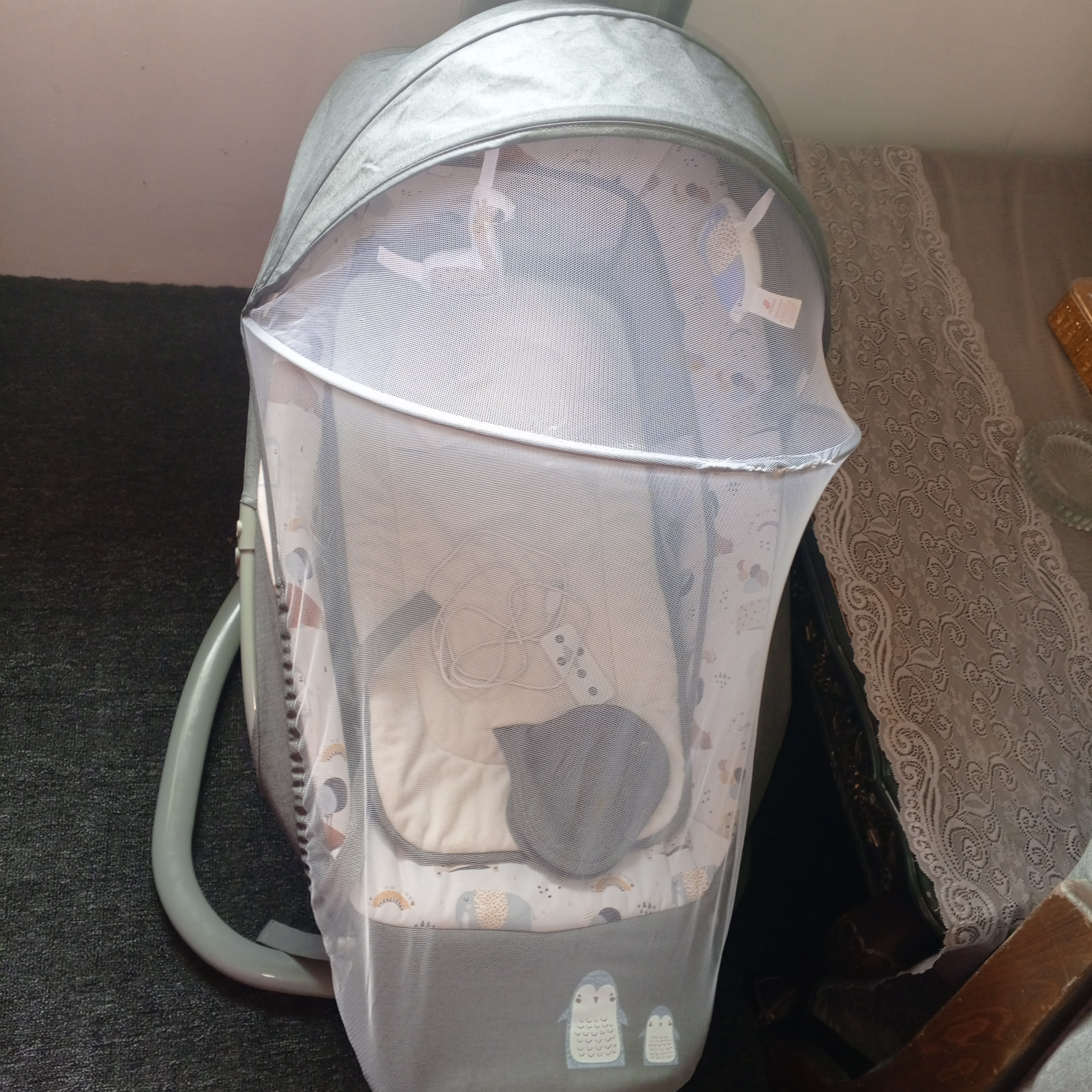 Baby Electric Swing with Mosquito Net and Remote
