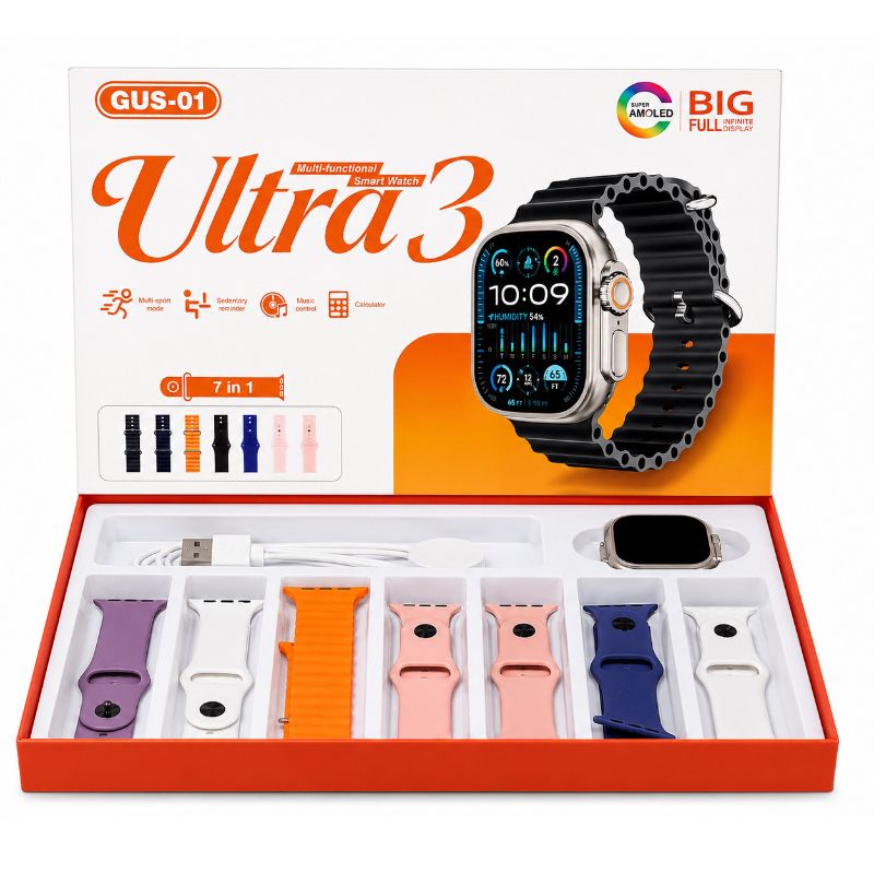 GUS-01 Ultra 3 Multi-functional Smart Watch with 7 Bands 2