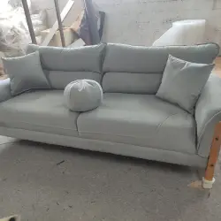 Modern Velvet Sofa with Wooden Legs