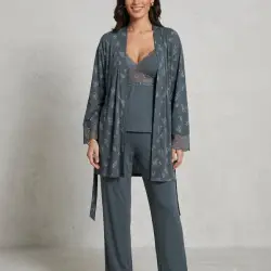 Women's 3-Piece Pajama Set with Robe