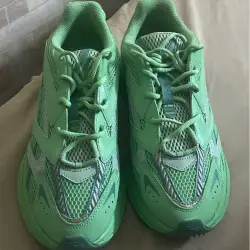 Green Mesh and Leather Sneakers