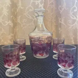 Vintage Grape Decanter Set with 5 Glasses