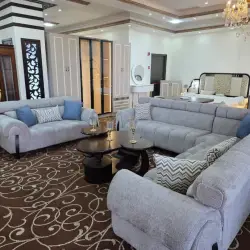Modern Grey Sectional Sofa Set with Coffee Tables