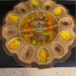 Vintage Deviled Egg Platter with Handle