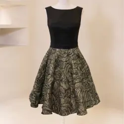 Elegant Black and Gold Floral Dress