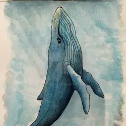 Whale and Ship Watercolor Painting