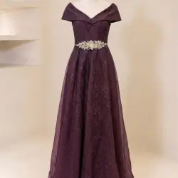 Elegant Off-Shoulder Sequin Evening Dress
