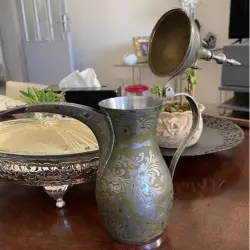 Vintage Etched Metal Pitcher