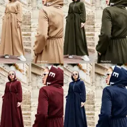 فستان ماكسي نسائي بغطاء رأس