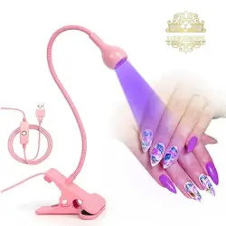 مصباح أظافر LED UV وردي USB من LION CROWN مع مشبك