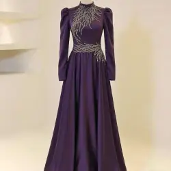 Elegant Purple Embellished Gown