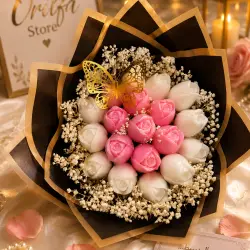 Pink and White Rose Bouquet